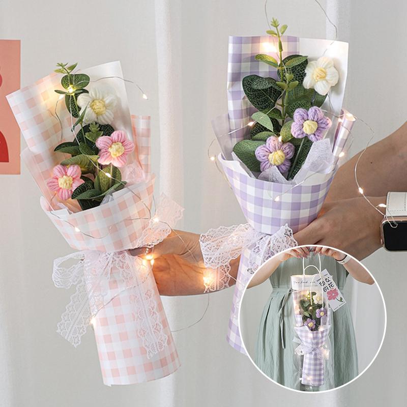 Crochet Flower Bouquet Graduation Bouquet Gifts Handmade Woven Bouquet Birthday Teacher's Day Gift Wedding Guest Gifts