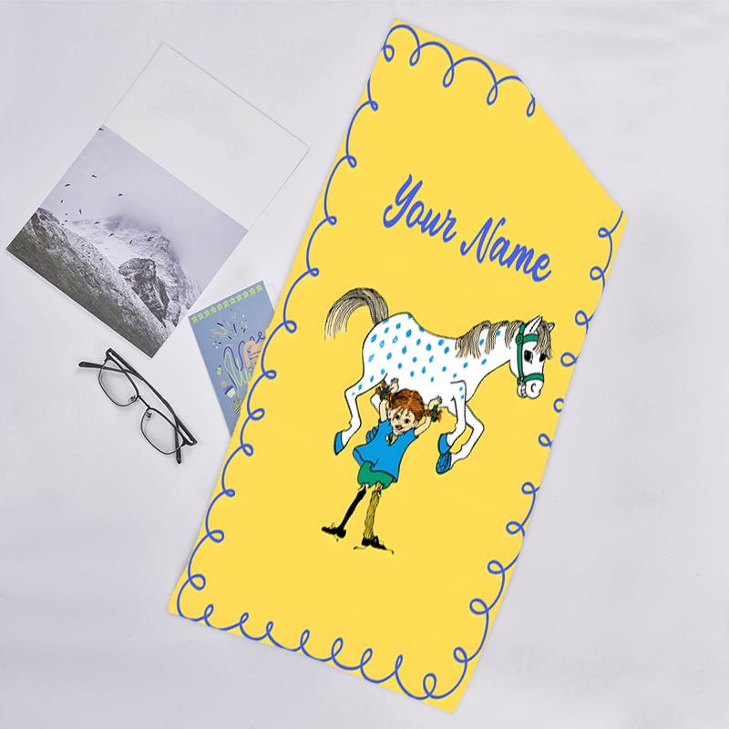 1pc Pippi Longstocking1 Beach Towel with Custom Name, Beach/Swimming/Bath/Picnic/Camping Towel, Suitable for Seaside Beaches