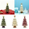 Mini Christmas Tree Ornament Resin Figurine Home Office Decor for Holiday Celebration Decoration