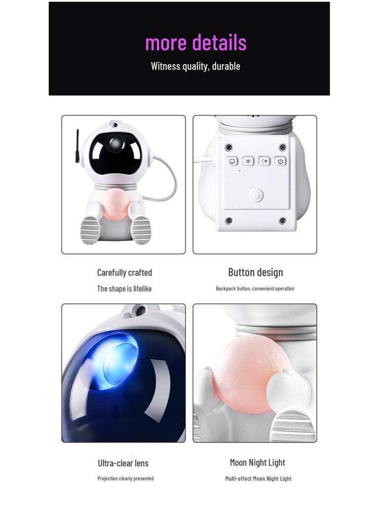 Astronaut Floor-Standing Starry Sky Projector Night Light with USB Remote Control