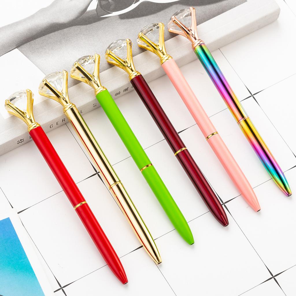 1pcs Upscale Diamond Metal Ballpoint Pens Business Office Gift Pen Creative School Supplies Stationery For Kids Writing Pens
