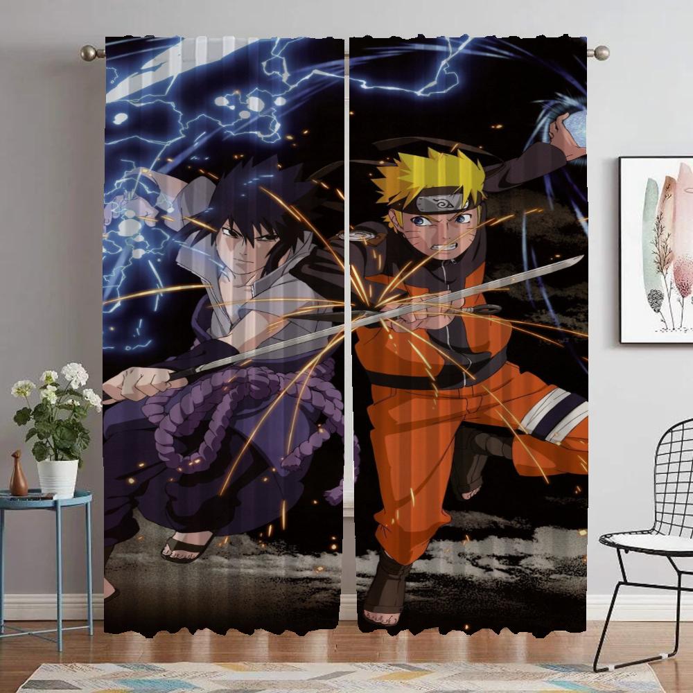 Tulle for Bedroom Narutos Shades Anti-mosquito Curtains for Living Room Blackout Curtains 2 Pieces Halloween Decoration Curtain
