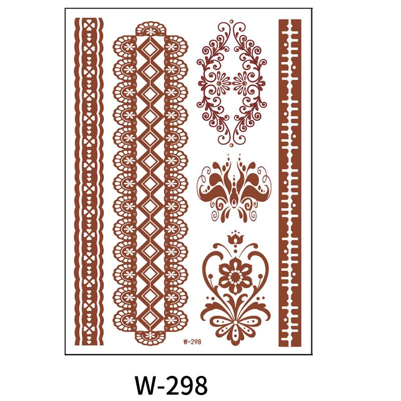 Indian Lace Tattoo Sticker Reddish-Brown Waterproof Tattoo Sticker