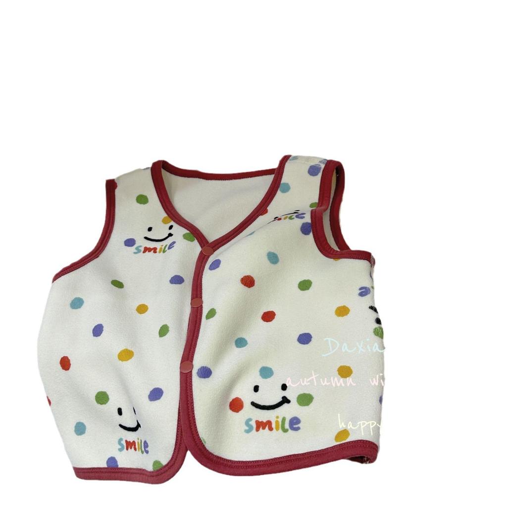 Autumn/Winter Cartoon Print Olibo Fleece Kid's Double-Sided Vest - Small Roll, Solid Color