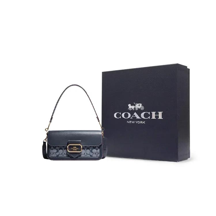 COACH Morgan Cow Leather Textile Shoulder Bag , Handbag , Shoulder Bag Women's Denim Blue (Unisex) Shoulder Bags CH137 IMDEI
