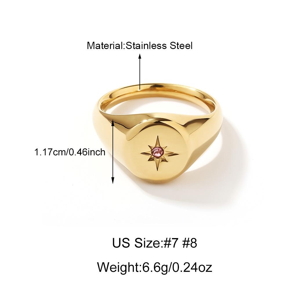 Trendiger Edelstahl-Achtzackstern-Ring für Damen mit Diamantakzenten