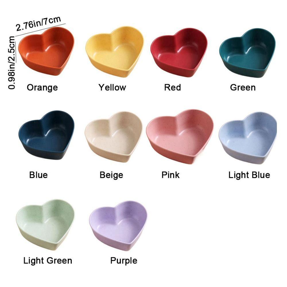 Wheat Straw Heart Shape Seasoning Dish Nordic Style Soy Sauce Dishes Cute Spice Plate  for Kitchen