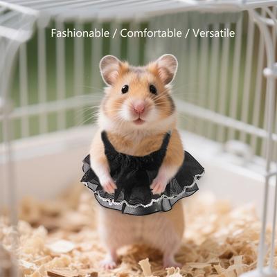 Durable Bite Resistant Pet Vest Harness with Lace Skirt for Hamster Golden Bear Flower Branch Mouse Four Seasons Knitted Apparel