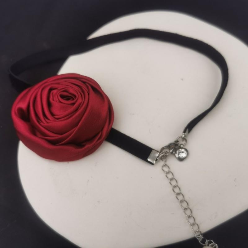 Elegante Blumen Choker Halskette Gothic Seil Choker Stoff Kragen Halskette Geeignet für Hochzeitsfeier Geburtstag Weihnachten