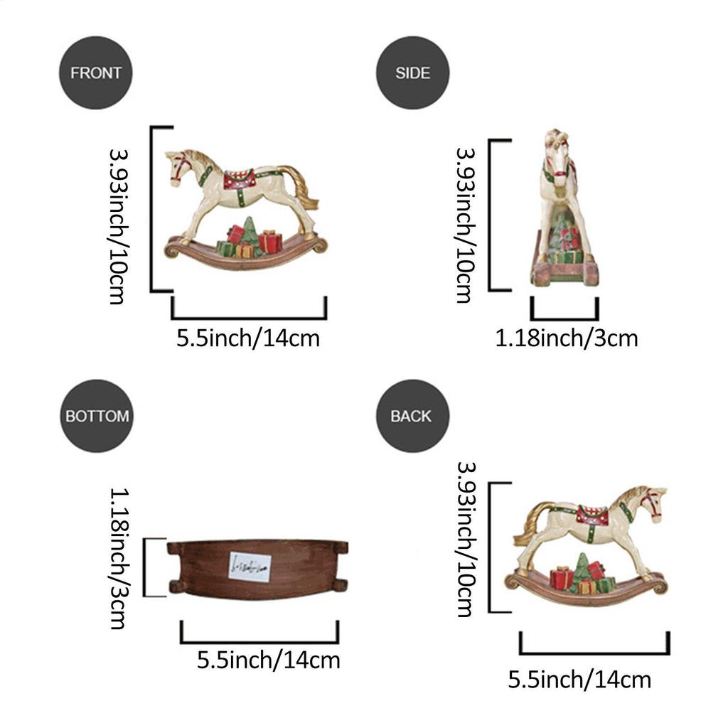 Christmas Rocking Horse Ornaments Resin Rocking Horse Figurine Christmas Table Decoration Party Favor Supplies Home Decorations