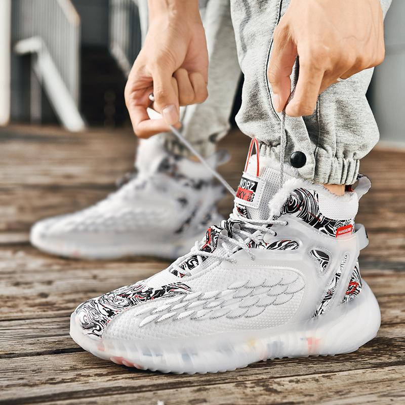 Men's Winter Plus Size Fashionable Lightweight Plush Warm Cotton Shoes Snow Boots Casual Sports Cotton Shoes