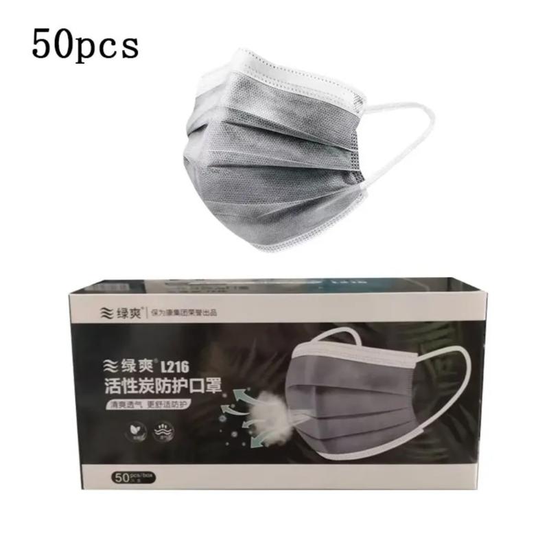 50pcs Masks Disposable Face Mask Dust Mask Security Protection Respirator Health Safety Masks Activated Carbon Protective Mask