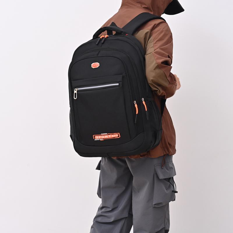 Large-Capacity Student School Bag Casual Solid Color Backpack Material Oxford Men New Backpack Multi-Functional Simple Bag
