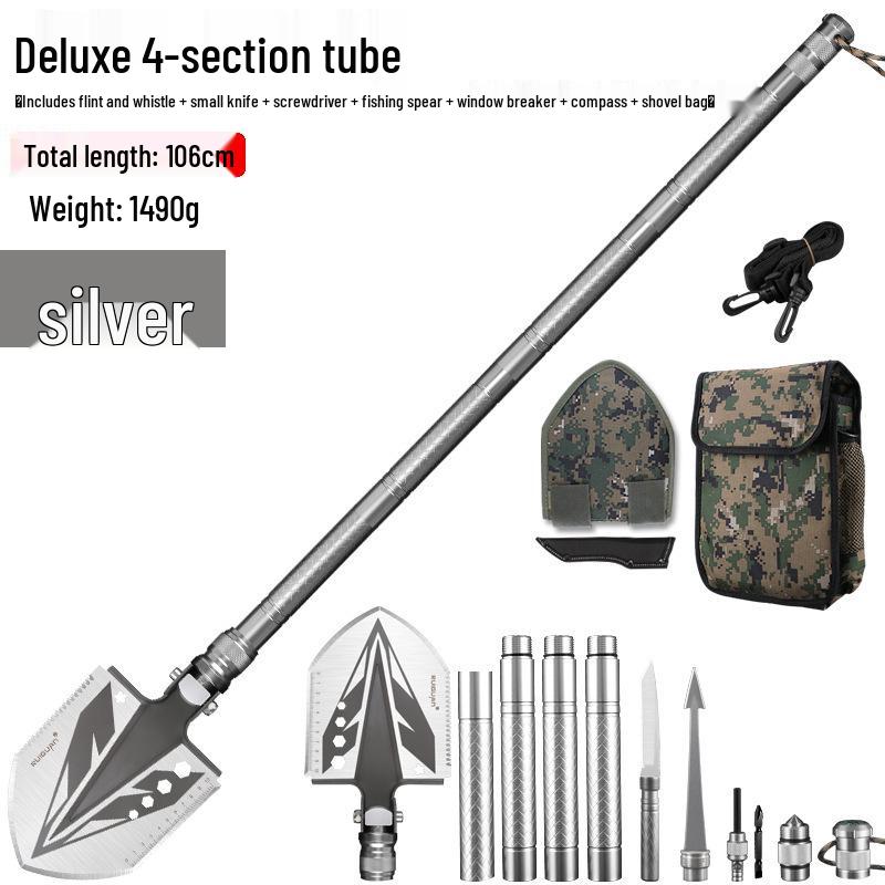 Multi-functional Outdoor Folding Shovel: Manganese Steel, Ideal for Camping, Fishing, Off-road Use, and Vehicle-mounted Tasks