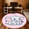 1PC Elephant Cute Hearts Round Chair Mat Area Rug - Non-Slip, Floor Mat for Office, Bedroom, Home Decor Christmas Gift C0528088