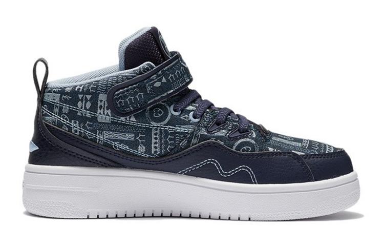 Li Ning Rebound Cushioning Abrasion Resistant Mid top Kids' Skateboarding Shoes Mist Blue Teenagers YKCS020-7