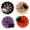 Coffee And Tea Cup Coaster Halloween Spider Web Coaster Handmade Crochet Heat Resistant Drink Mat for Crocheted Yarn Pad Table Spooky Gothic