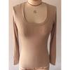 Top da Donna a Coste con Scollo Quadrato, Maglietta Base a Manica Lunga Slim Fit per Autunno Inverno Primavera, Crop Top Casual
