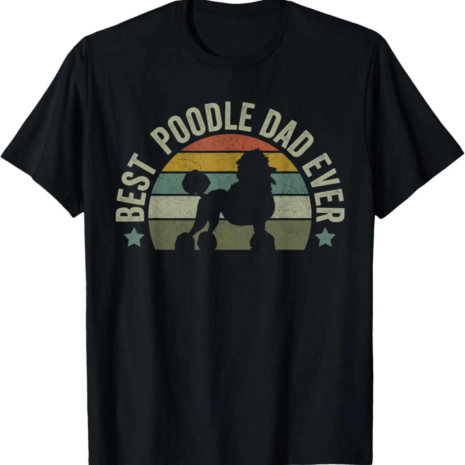 

Mens Best Poodle Dad Dog Owner Shirt Fathers Day Funny Doggy T-Shirt XXXXXL чёрный