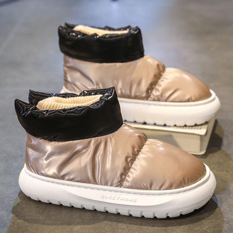 

Детские зимние ботинки для мальчиков, водонепроницаемые и нескользящие, зимние хлопковые ботинки с набивным и утолщенным мехом, большие хлопковые ботинки с интегрированным мехом для девочек 32