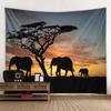 Bohemian Elephant Art Tapestry Sunrise Sunset Forest Landscape Home Decoration Wall Hanging Hippie Living Room Background Cloth