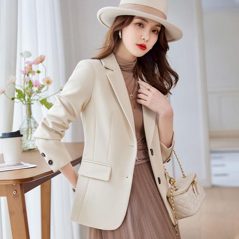 Apricot Casual Suit Jacket Female New Autumn  Winter Temperament High-end Design Suit Formal Wear