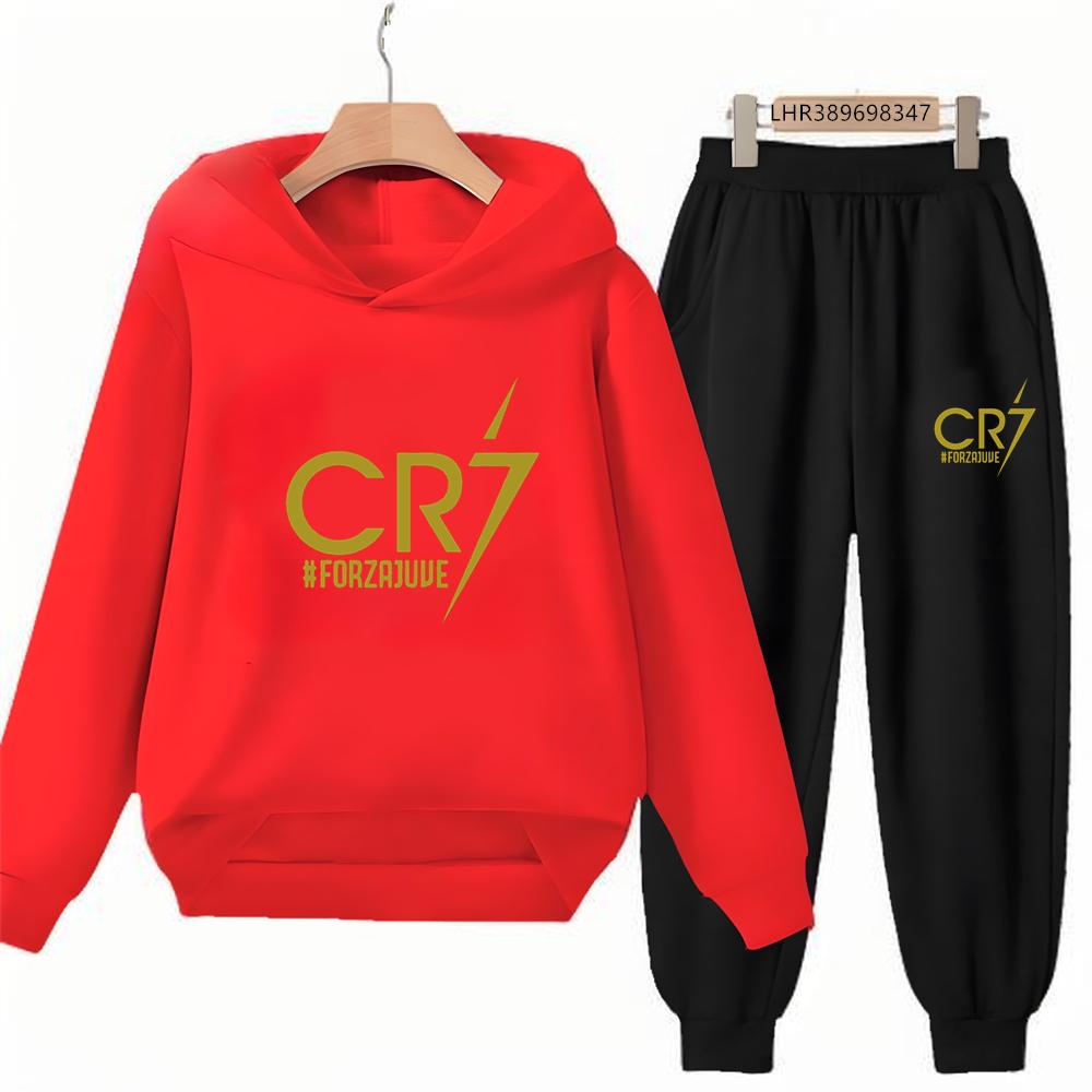 Autumn Football Star 3-12 Years Children Hoodie+Pants Suit Kid Sweatshirt 2Pcs Sets Boys Girls Trousers Toddler Tracksuits
