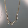 Retro 18K Gold Plated Tassel Zircon Cuban Chain Necklace In Frosted Gold Copper.