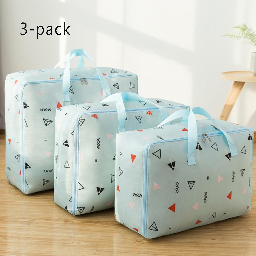 3pcs Large Capacity Quilt Storage Bag Oxford Fabric Waterproof Storage Bag Luggage Moving Bag Clothes Bag