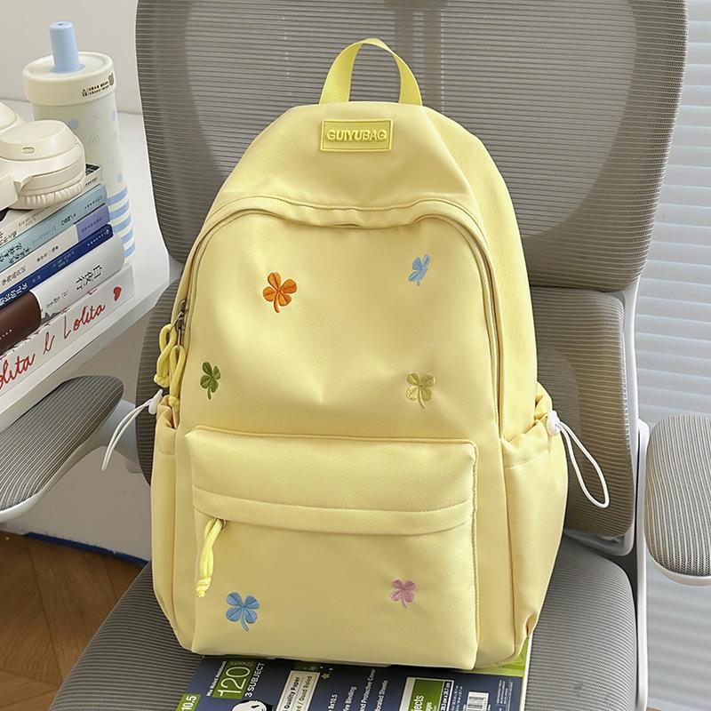 Schoolbag Fashion Ins Korean Students High Value Bow Embroidery Fresh Load Reduction Large Capacity Backpack Backpack