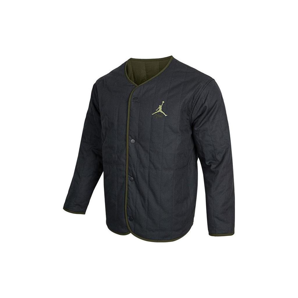 Jordan Embroidered Logo Single-Breasted Lightweight Short Cotton Jacket Men Outerwear Black DX4350-045