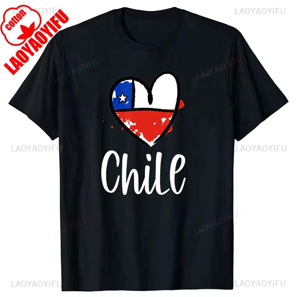 Chile Flagge Stolzer Chilene Aufdruck T-Shirt Herren Damen Baumwolle Humor Streetwear T-Shirt Kurze Ärmel Unisex Locker Kleidung Herren