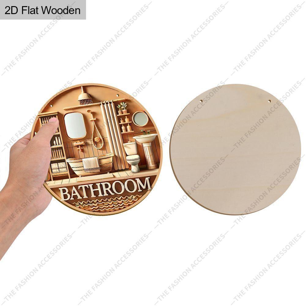 Płaski drewniany znak 2D do zawieszenia, dekoracja ścienna do domu, dekoracja łazienki, prezenty na parapetówkę dla przyjaciół, wzory łazienkowe