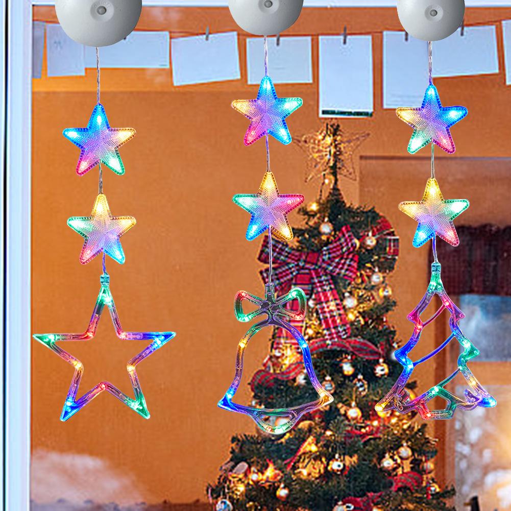 1/3pcs Christmas Lights LED String Lights Fairy New Year Window Light with Suction Cup For Home Window Bedroom Christmas Decor