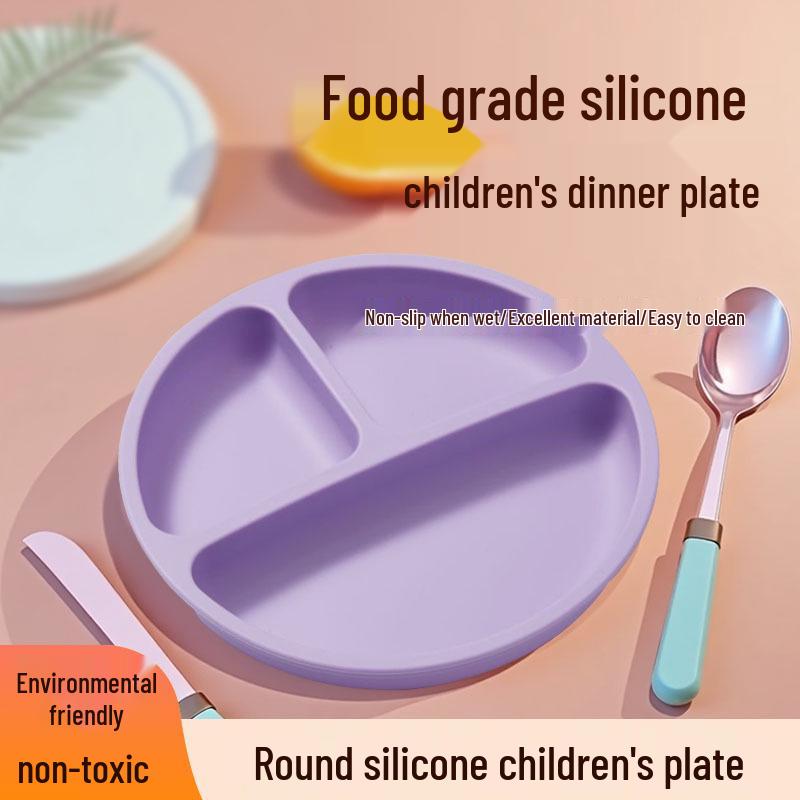 

Child Suction Silicone Divided Plate for Self-Feeding Training