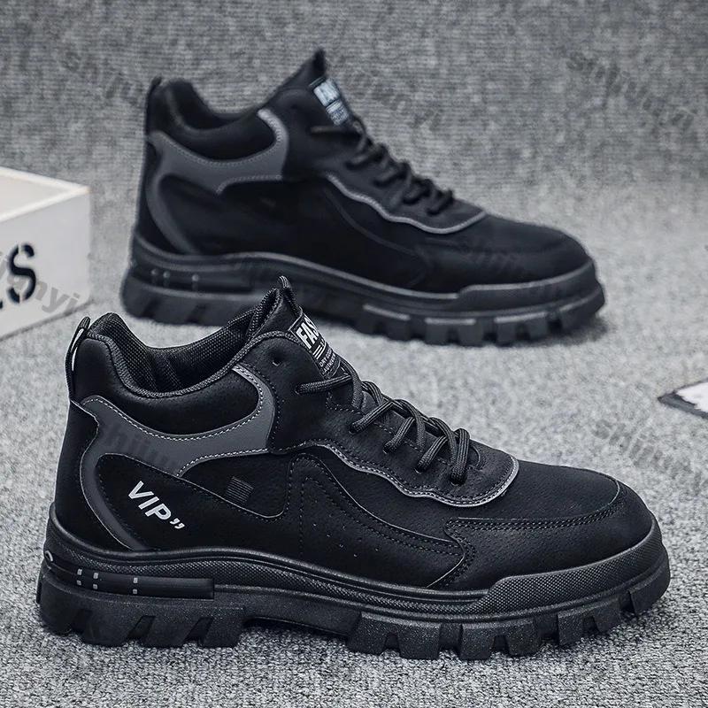 Men's Boots Sneakers 2025 Spring Autumn New Platform British Casual Shoes Outdoor Boots Lace Up Anti Slip Ankle Boots Zapatos