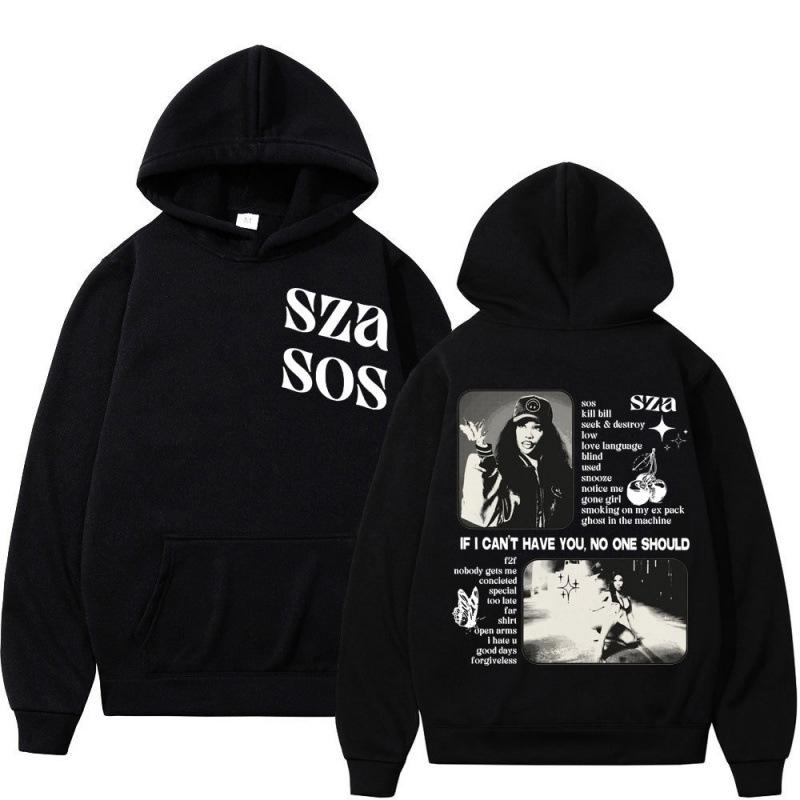 Autumn Winter Men Hooded Singer Sza Sos Print Ho