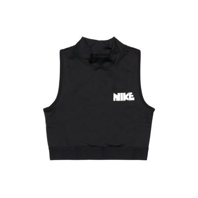 X Sacai Collaborative Logo Color-Block Mock Neck Training Vest Women Tops Black CZ4694-010