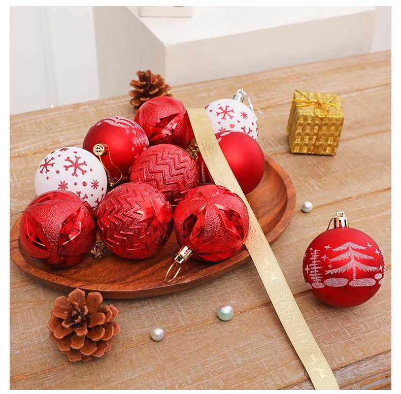 Electroplated Painted Christmas Ball Ornament Set – Plastic Round Decorations for Tree