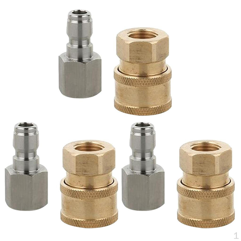 6pcs Stainless Pressure Washer Accessories Quick Connector Garden Hose Adaptor