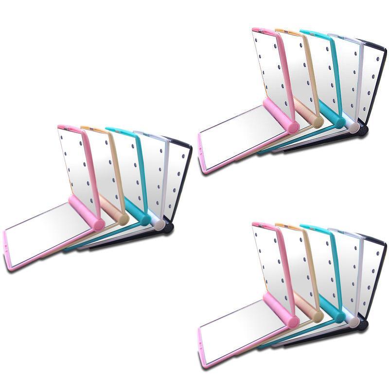 Portable Folding Makeup Mirror With Led Lights For Travel And Home Use