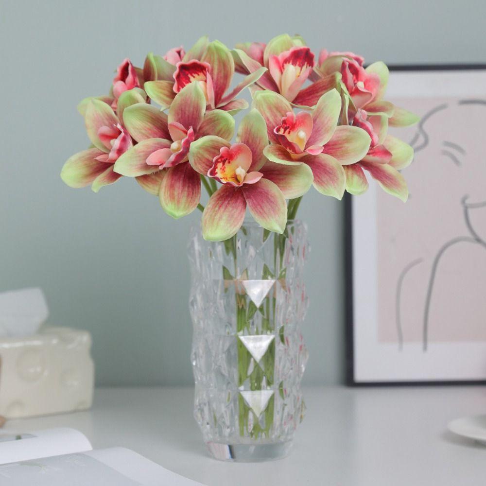 6pcs Real Touch Artificial Orchid Bouquet Realistic Fake Flower  Wedding Party Decor