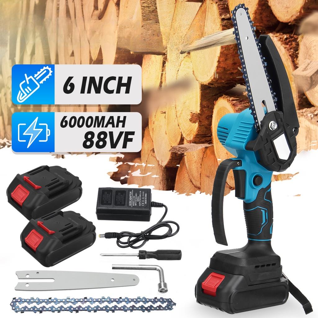 6 Inch 88VF Removable Mini Pruning Electric Chainsaw Cordless Chain Saw Garden Woodworking Power Tools with Battery