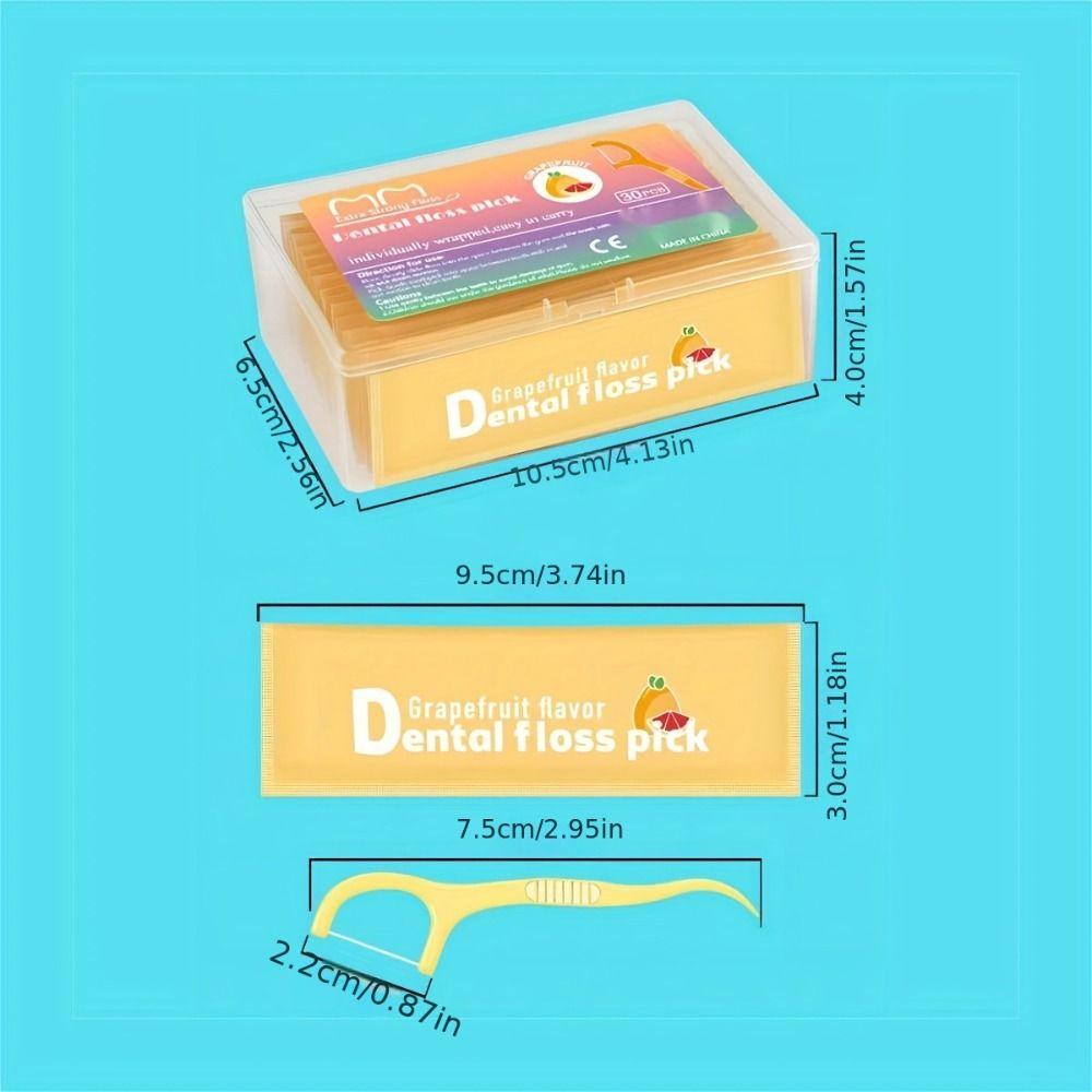 30Pcs Portable Teeth Cleaner Fruity Toothpick Effective Cleaning Fruit-flavored Floss Women