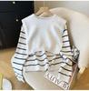 2025 Autumn Women's Korean Style Striped Jacket & Long Sleeve Sweater Two-Piece Set