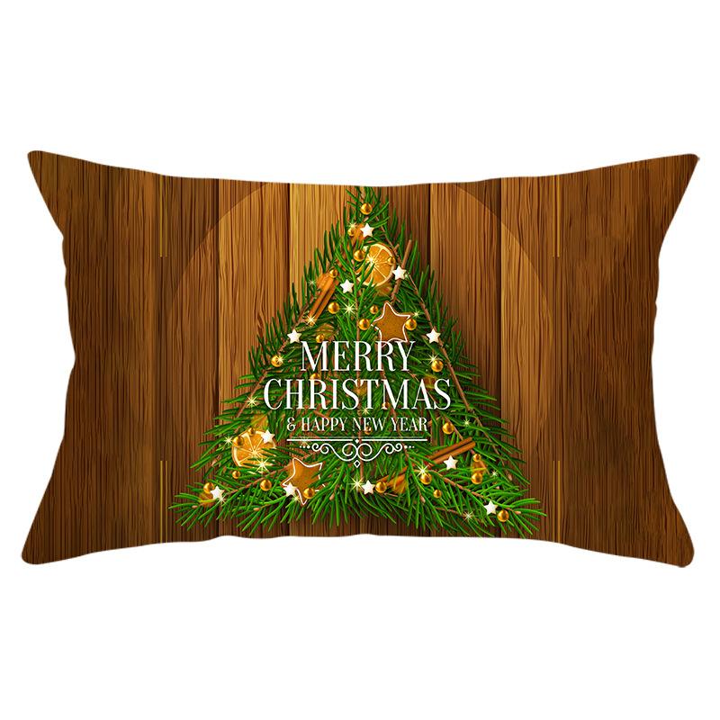 Green Series Christmas Peach Skin Printed Waist Pillowcase Square Sofa Pillowcase Office Pillowcase