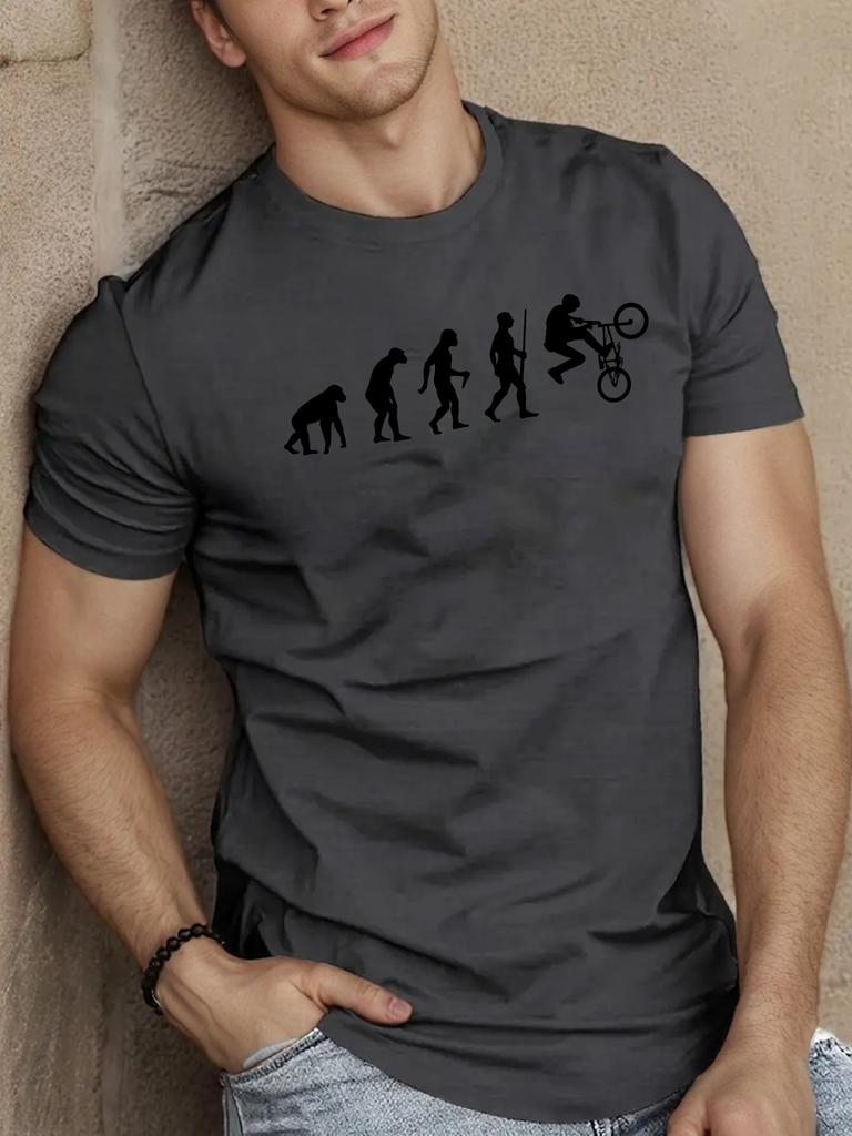 Unisexs Crew Neck Evolution Bmx Rider Graphic Short Sleeve Cotton Tee Casual Summer Streetwear Loose Basic Daily Outdoor Wear Top