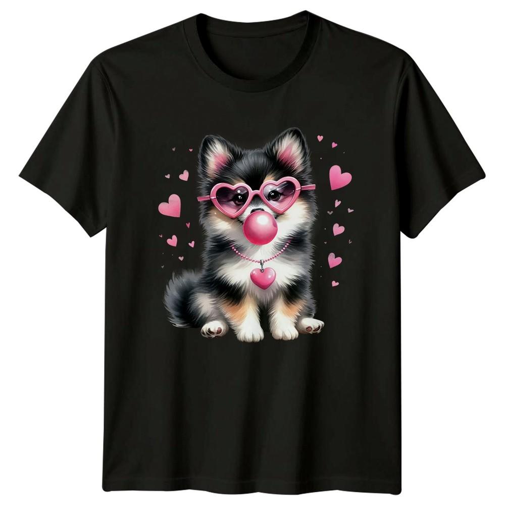 Puppy Heart Sunglasses Valentines Day Graphic Tee Unisex Unisexs TShirt Unisexs Tee