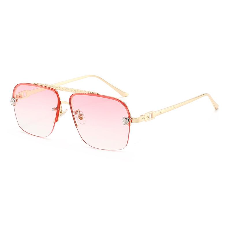 New sunglasses men's and women's big face thin square driving glasses UV protection trend half frame sunglasses