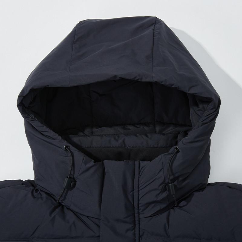 Li Ning Letter Print Hooded Loose Fit Drop Shoulder Zipper Long Sleeve Long Thick Down Jacket Unisex Outerwear Black AMYT366-1